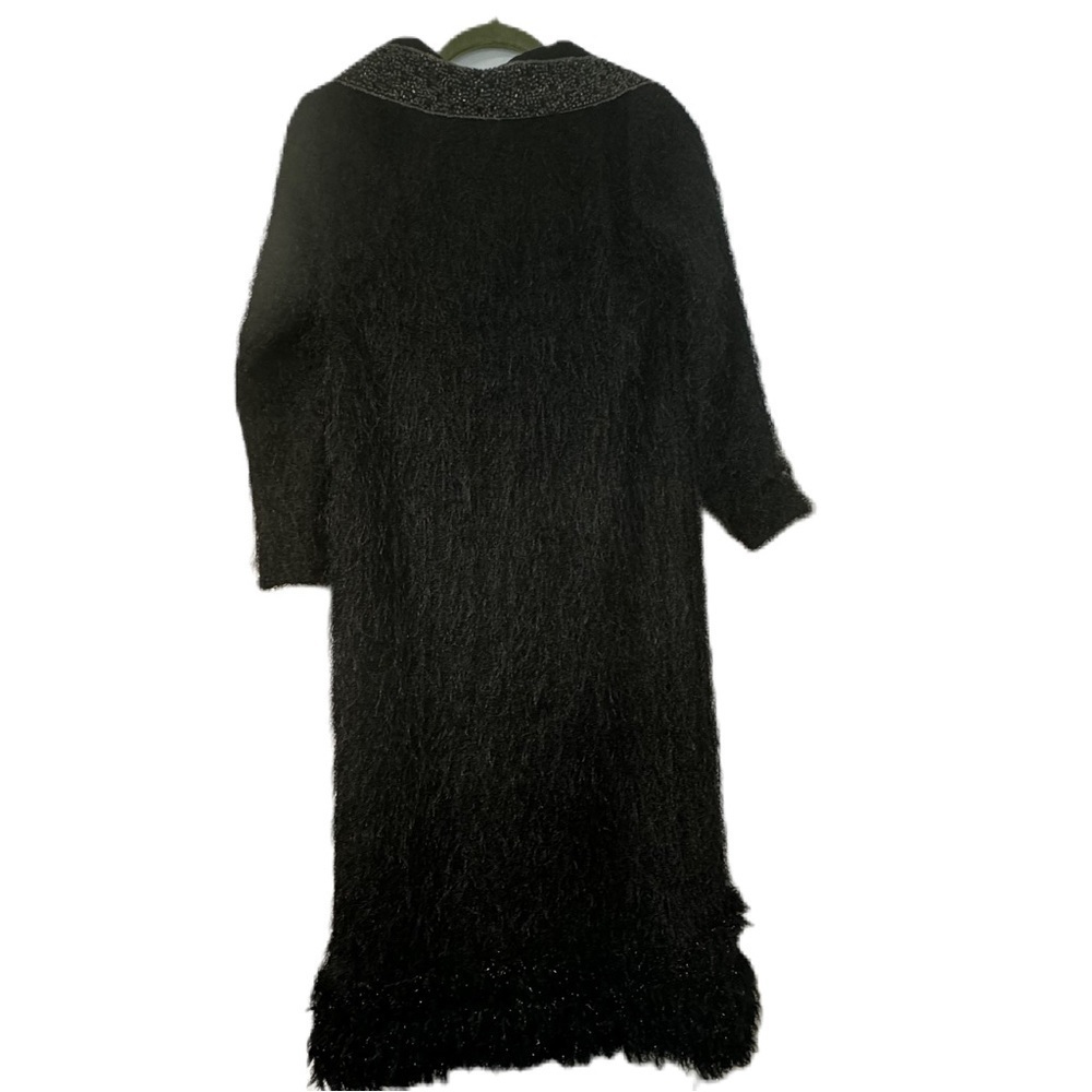 Kas New York Woman's S Black Sequin Fringe Textured Dress LBD Fancy Party Fun